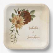 Assiettes En Carton terre cuite rustique verdure fleurie (Recto)