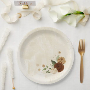 Assiettes En Carton terre cuite ton floral mariage