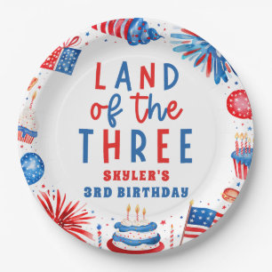 Assiettes En Carton Terre Des Trois 4 juillet 3e Fête D'Anniversaire
