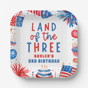 Assiettes En Carton Terre Des Trois 4 juillet 3e Fête D'Anniversaire