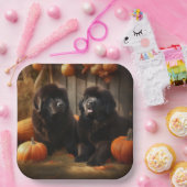 Assiettes En Carton Terre-Neuve Chiot Automne Citrouille de plaisir (Fête)