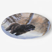 Assiettes En Carton Terre-Neuve Laissons neiger Noël (Angle)