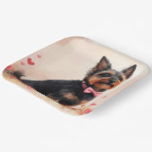 Assiettes En Carton Terrier australien avec Rose - Saint Valentin (Angulaire)