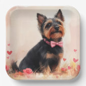 Assiettes En Carton Terrier australien avec Rose - Saint Valentin (Recto)