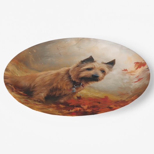 Assiettes En Carton Terrier australien en automne Leaves automne Inspi (Angle)