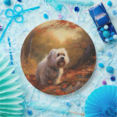 Assiettes En Carton Terrier tibétain à l'automne Feuilles automne Insp (Fête)