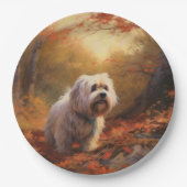 Assiettes En Carton Terrier tibétain à l'automne Feuilles automne Insp (Devant)