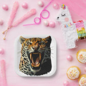 Assiettes En Carton Tête d'attaque du léopard (Fête)