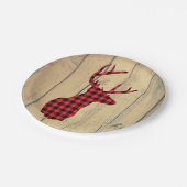 Assiettes En Carton Tête de cerf avec Antlers - Red Plaid Rustic (Angle)