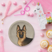 Assiettes En Carton Tête de chien noir et tan allemand berger Beige (Fête)