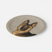 Assiettes En Carton Tête de chien noir et tan allemand berger Beige (Angle)