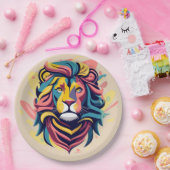 Assiettes En Carton Tête de lion Abstraite (Fête)