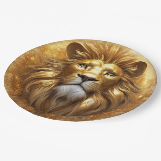 Assiettes En Carton Tête de lion doré superbe (Angle)