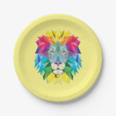Assiettes En Carton Tête de lion géométrique (Devant)