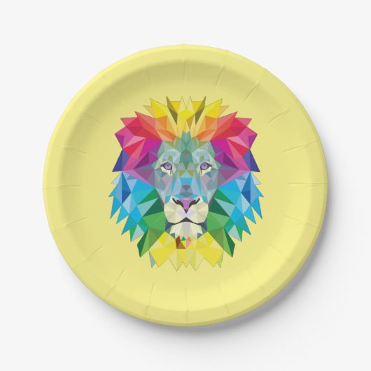 Assiettes En Carton Tête de lion géométrique (Devant)