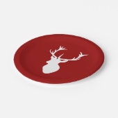 Assiettes En Carton Tête rouge et blanche de Noël des cerfs (Angle)