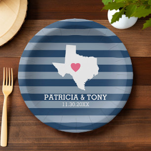 Assiettes En Carton Texas Home State Love avec Coeur personnalisé en o
