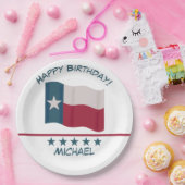Assiettes En Carton Texas Lone Star Drapeau Nom Personnaliser Annivers (Fête)