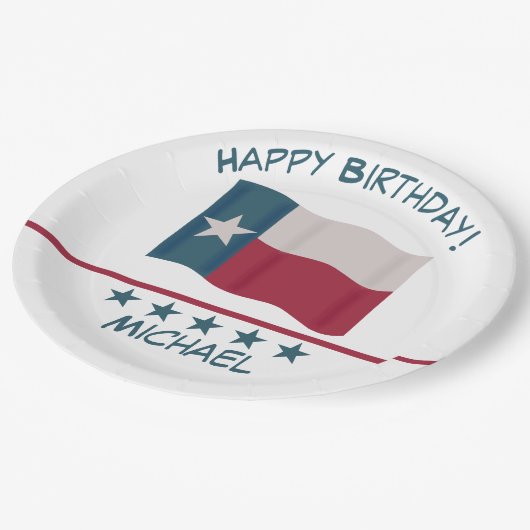 Assiettes En Carton Texas Lone Star Drapeau Nom Personnaliser Annivers (Angle)