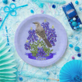 Assiettes En Carton Texas State Mockingbird & Bluebonnet Flower (Fête)