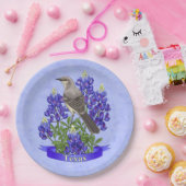 Assiettes En Carton Texas State Mockingbird & Bluebonnet Flower (Fête)