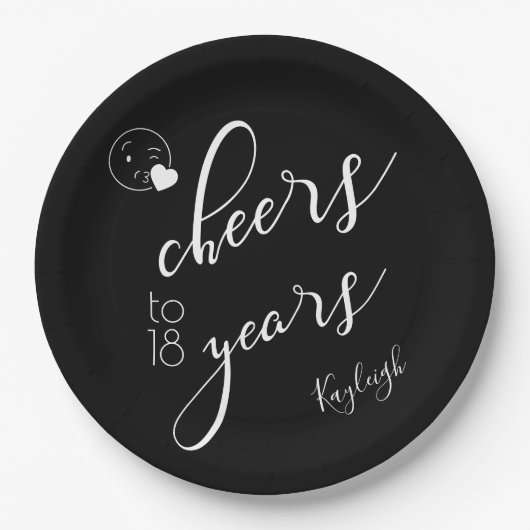 Assiettes En Carton Texte blanc sur le noir moderne encourage à 18 ans (Devant)