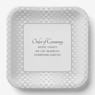 Assiettes En Carton Texte de mariage humoristique avec des cœurs scint