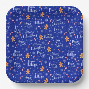 Assiettes En Carton Texte de Noël amusant avec des graphiques mignons