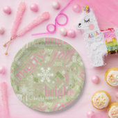 Assiettes En Carton Texte de Noël et Motif de flocon de neige rose ID2 (Fête)