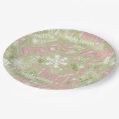 Assiettes En Carton Texte de Noël et Motif de flocon de neige rose ID2 (Angle)