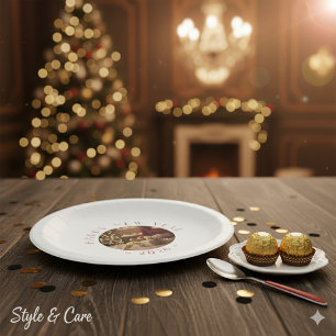 Assiettes En Carton Texte de photo personnalisé Bonne Année