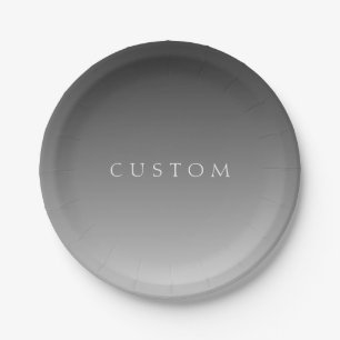 Assiettes En Carton Texte élégant sur un dégradé ombré gris simple mod