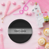 Assiettes En Carton Texte en calques personnalisable moderne | Noir et (Fête)