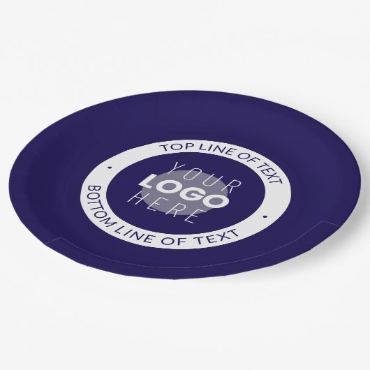 Assiettes En Carton Texte et logo personnalisables | Bleu foncé violet (Angle)