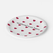 Assiettes En Carton texte facultatif des coeurs rouges (Angle)