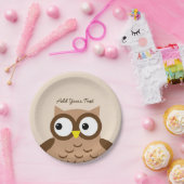 Assiettes En Carton Texte fait sur commande A03A de hibou Brown mignon (Fête)