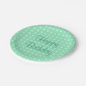 Assiettes En Carton Texte Joyeux Anniversaire Points Rustique Vert Men (Angle)