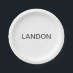 Assiettes En Carton Texte modifiable moderne | Blanc et gris foncé<br><div class="desc">Editable look minimaliste,  éditer comme vous voulez!</div>