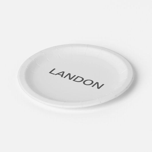 Assiettes En Carton Texte modifiable moderne | Blanc et gris foncé (Angle)