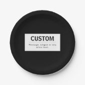 Assiettes En Carton Texte modifiable moderne en gras | Noir & Blanc (Devant)