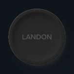 Assiettes En Carton Texte modifiable moderne | Gris foncé et noir<br><div class="desc">Editable look minimaliste,  éditer comme vous voulez!</div>