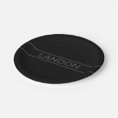 Assiettes En Carton Texte personnalisable | Gras moderne noir et gris (Angle)