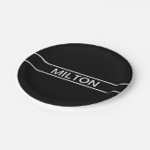Assiettes En Carton Texte personnalisable | Moderne gras Noir & Blanc (Angle)