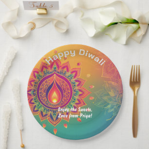 Assiettes En Carton Texte personnalisé, Diwali Delight Plate