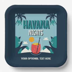 Assiettes En Carton Texte personnalisé "Havana Nights"