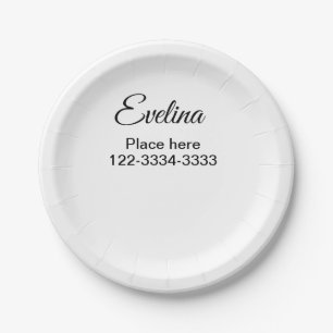 Assiettes En Carton Texte simple minimal ajoutez votre nom lieu ville