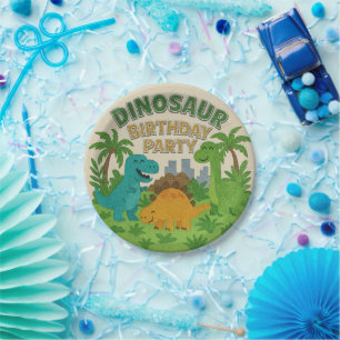 Assiettes En Carton Textes de Felt Jurassic Playground Dinosaur Annive
