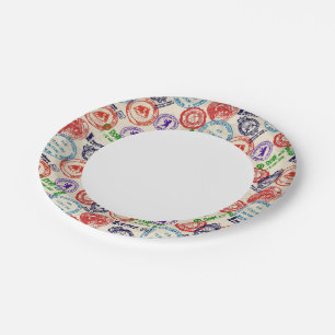 Assiettes En Carton Texture avec de vrais timbres.
