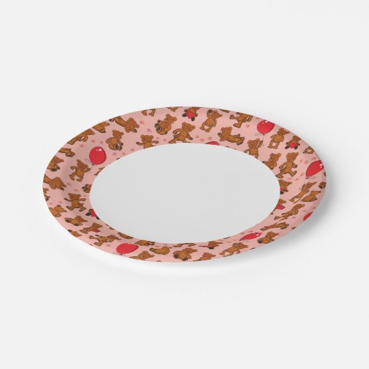 Assiettes En Carton Texture Avec Nounours, Coeurs (Angle)