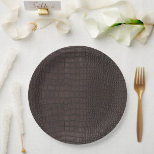 Assiettes En Carton Texture de l'alligator Brown